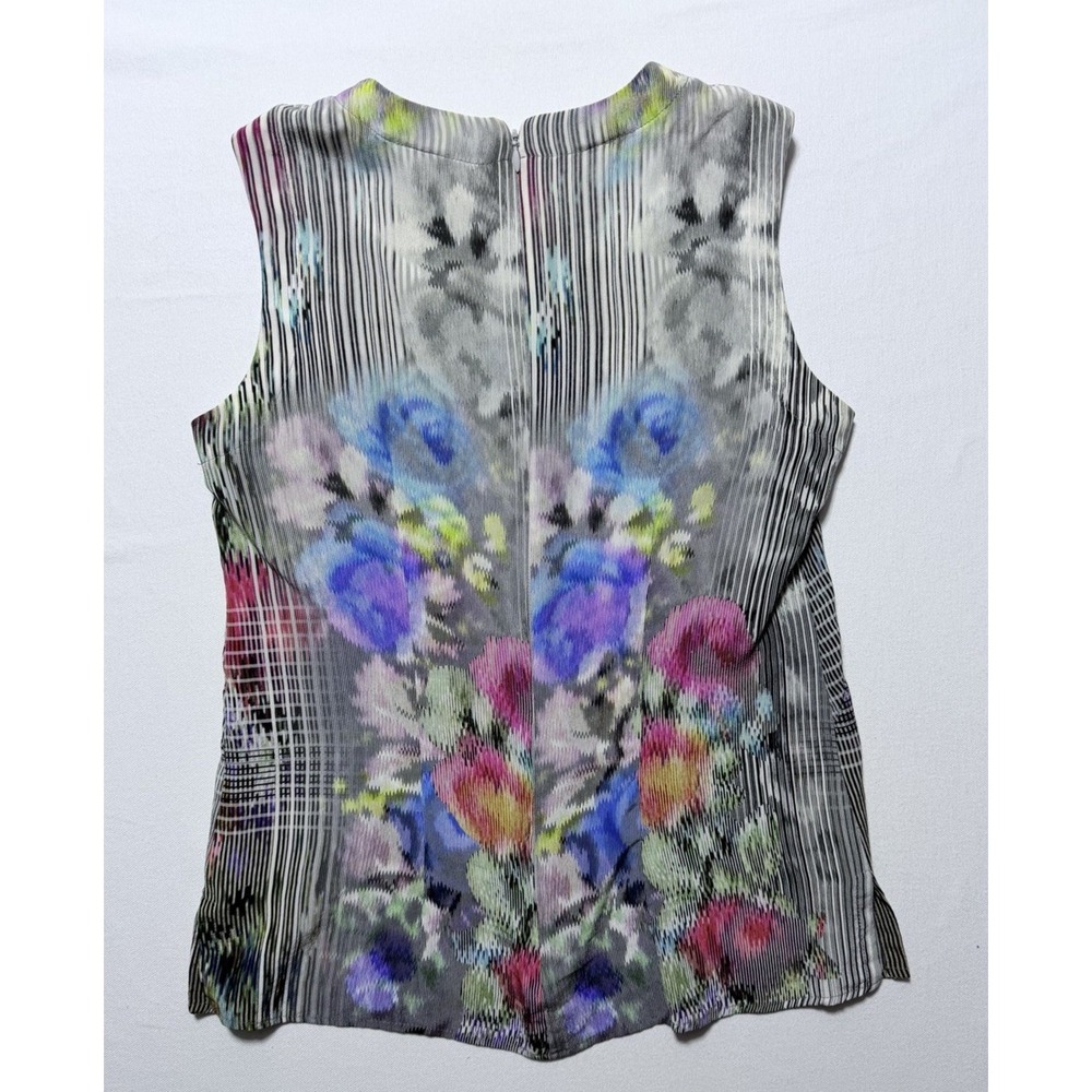 Nanette Lepore Silk Blouse Women 4 Multi Color Good Floral Artistic Sleeveless - Picture 3 of 11